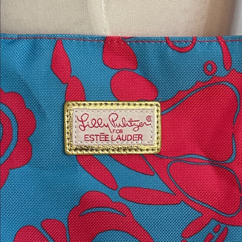 Lilly Pulitzer For Estee Lauder Tote Bag Blue Red - Picture 4 of 11